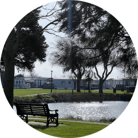 lakeside spring bench view