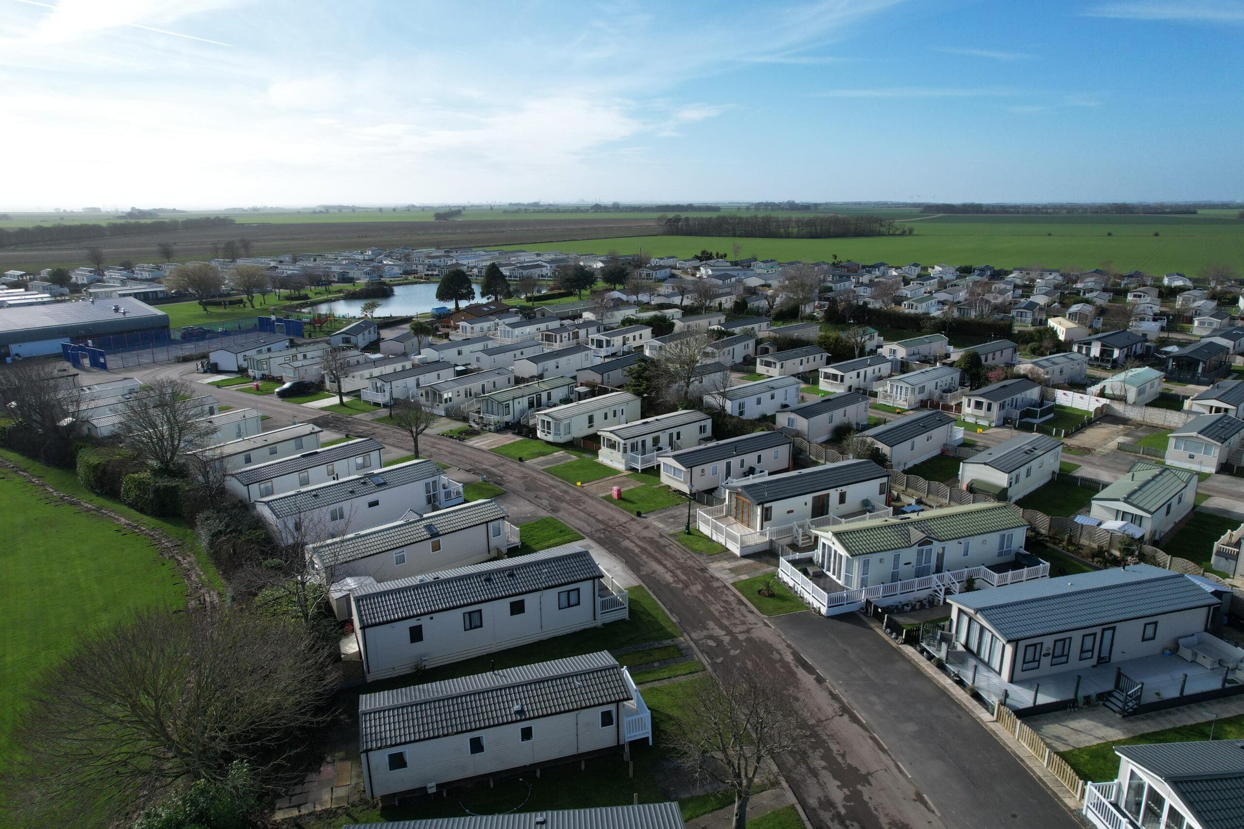 drone view of Patrington Haven Leisure Park, a holiday park in East Yorkshire